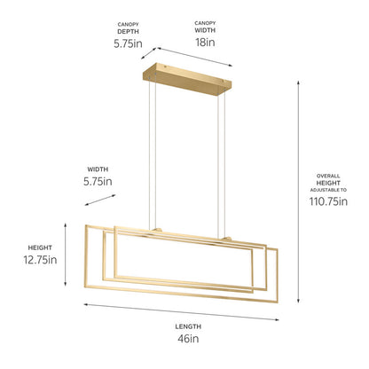 Crelin 3 - Light Rectangle LED Chandelier (Golden)
