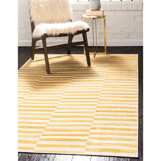 Arzilla Striped Yellow Area Rug 5x8