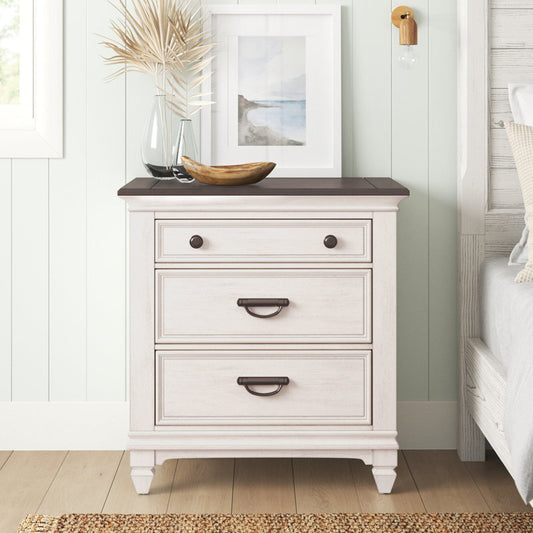 Colburn Nightstand w/ Charging Station dark greish top white base