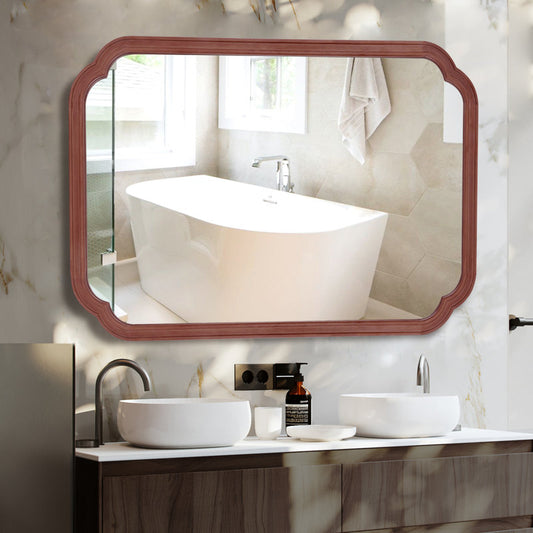 Ali Wood Accent Wall for Bathroom, Decorative Mirror 40"x30"