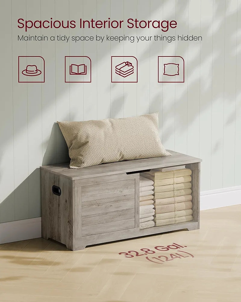 VASAGLE Storage Bench Ash Grey-Farmhouse storage 40 x 100 x 46cm