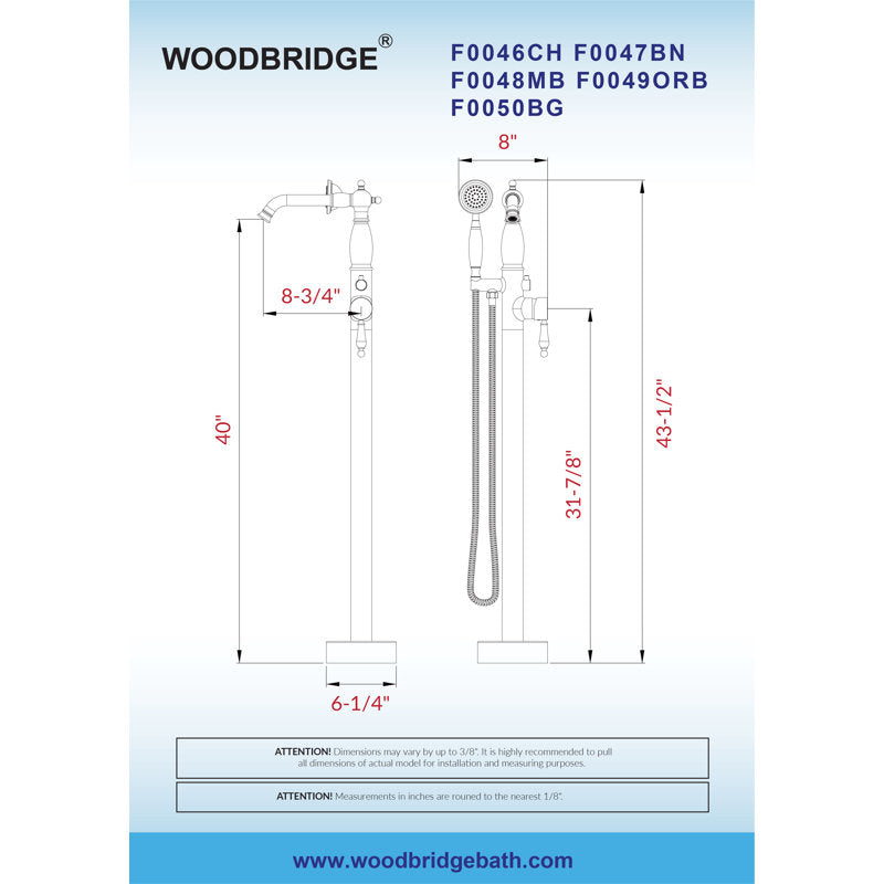 Single Handle Floor Mounted Tub Faucet (Handheld Shower Set BRUSHED GOLD