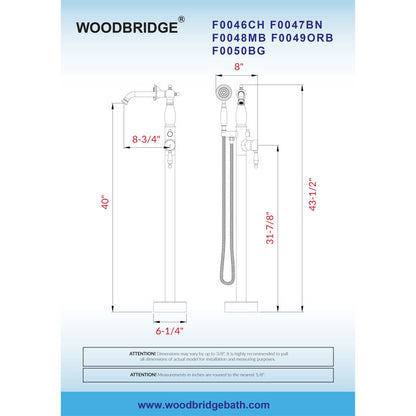 Single Handle Floor Mounted Tub Faucet (Handheld Shower Set BRUSHED GOLD