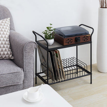 Audio Media Storage Rack with Vinyl Record Shelf