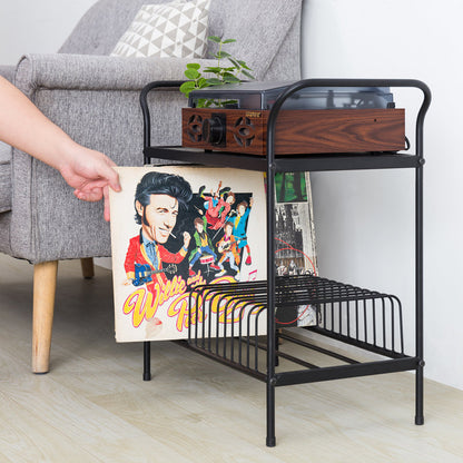 Audio Media Storage Rack with Vinyl Record Shelf