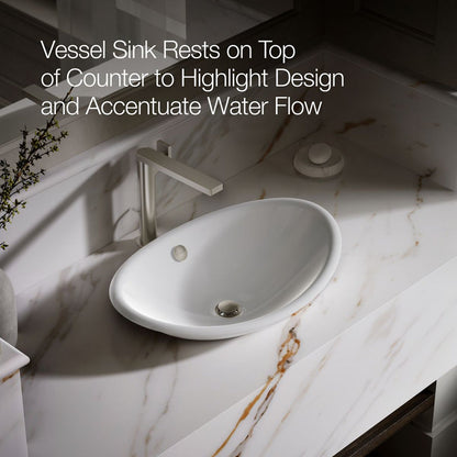 Iron Plains Metal Oval Vessel Bathroom Sink with Overflow W White