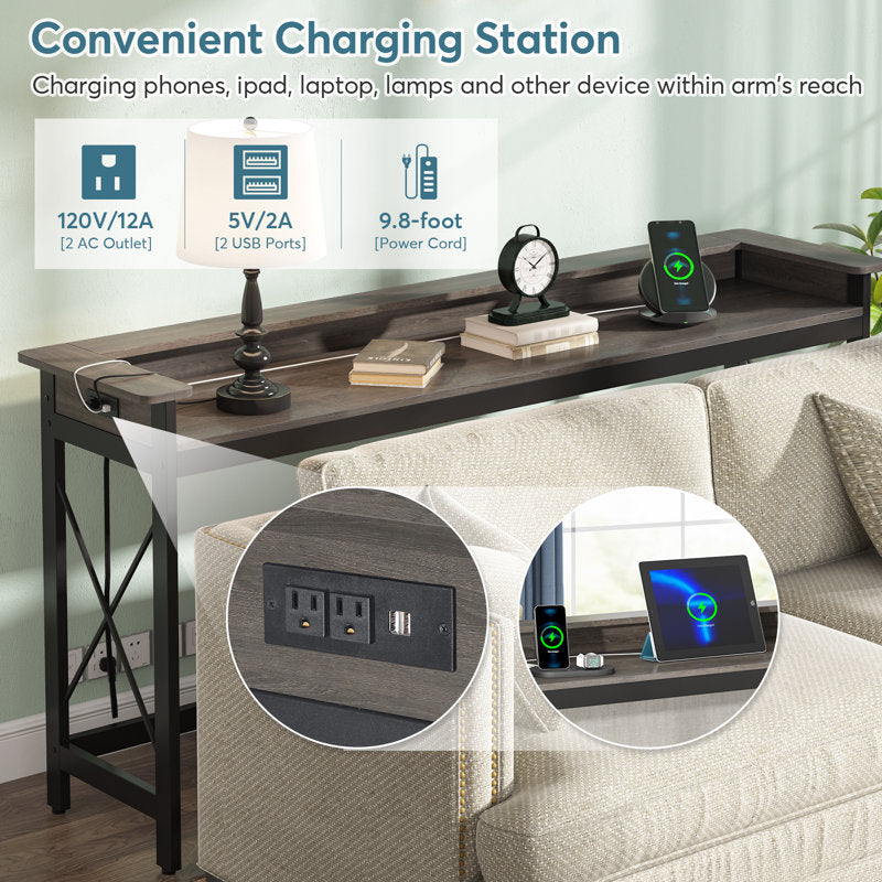 71 inches Console Table with Charging Ports