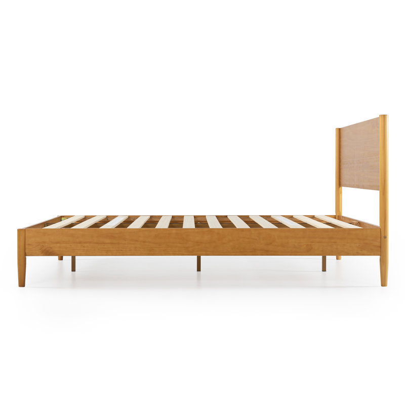 Whitman Low Profile Mid-Century Modern Wooden Brown Color Platform Bed Full Size