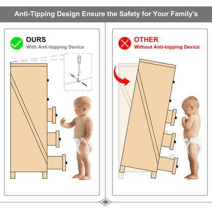 Grantville House 5 - Drawers Dresser Organizer, Rustic Tall Chest of Drawers for Bedroom
