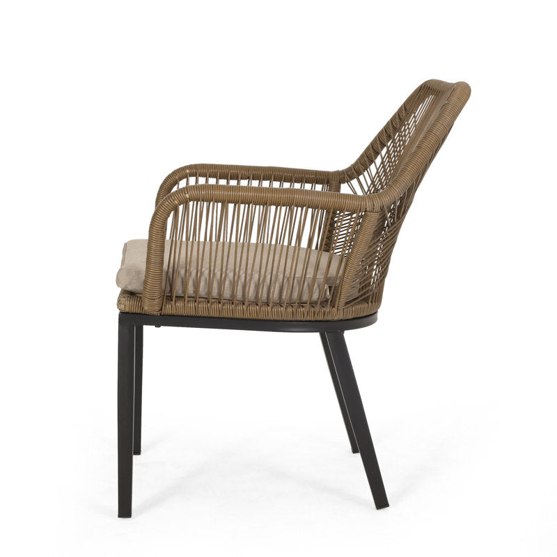 Faygrove Patio Dining Arm with Cushion Light Brown Color color