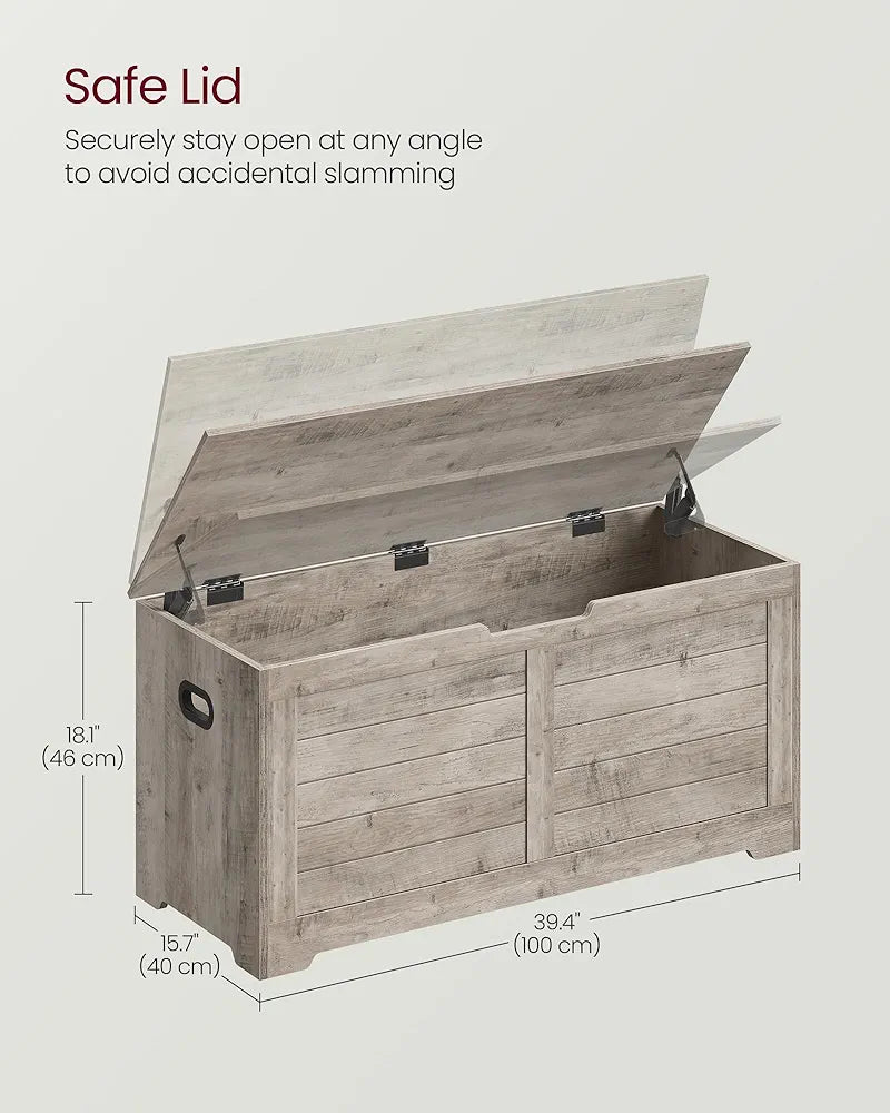VASAGLE Storage Bench Ash Grey-Farmhouse storage 40 x 100 x 46cm