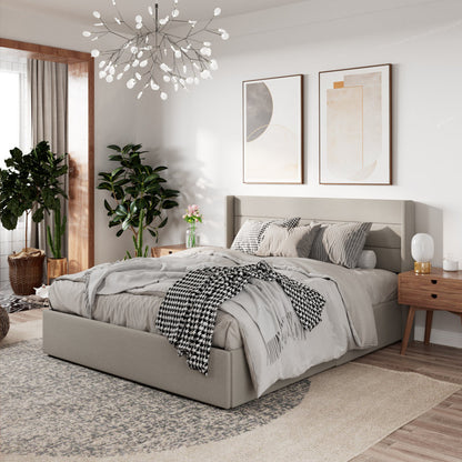 Lift Up Storage Upholstered Platform Bed King Size