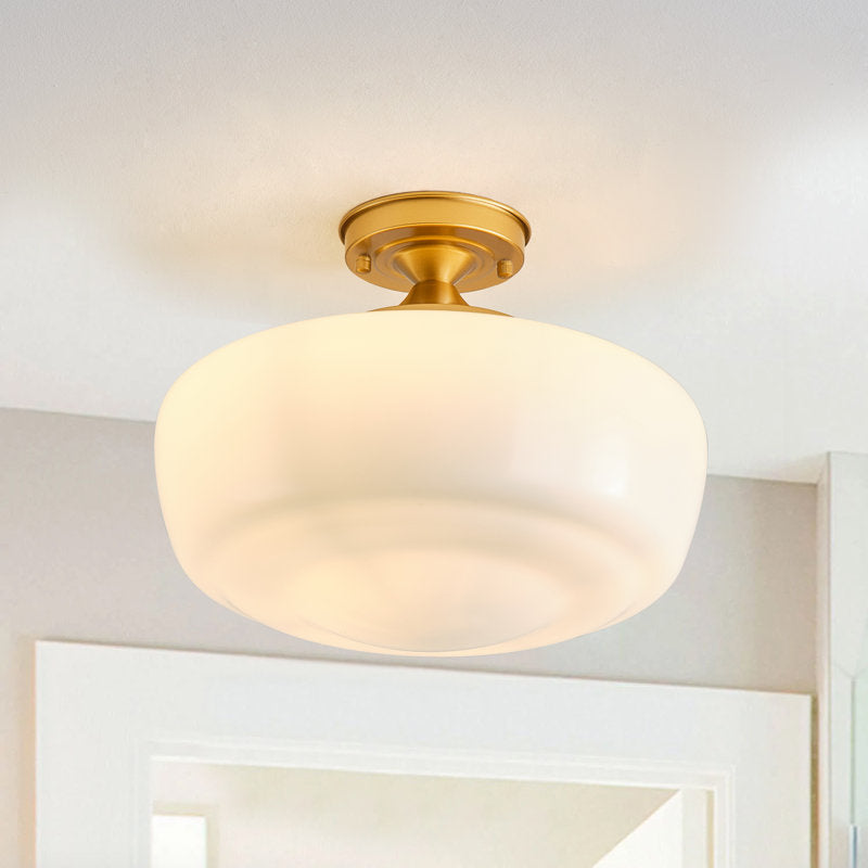 Lovina Modern Farmhouse Semi Flush Mount Ceiling Light With Opal Milk Glass Shade Color