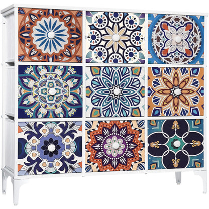 Bedroom Dresser, 9 Drawer Tall Dresser for Bedroom, Storage Chest of Drawers, 39.4'' H X 36.2'' W X 11.7'' D Vintage