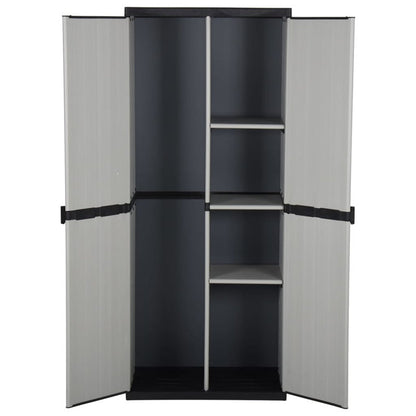 Garden cabinet vidaXL gray and medium black in PVC and PP (polypropylene) 26.8 in x 15.7 in x 66.1 in