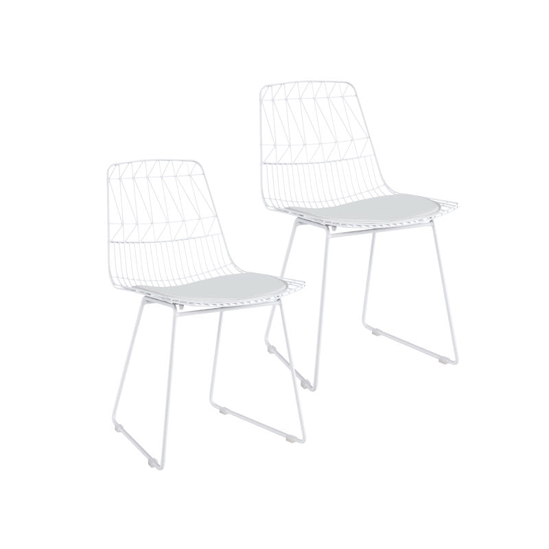 Metal Dining Chair with PU Leather Seat Pad ( set of 2 )