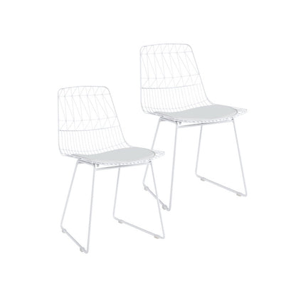 Metal Dining Chair with PU Leather Seat Pad ( set of 2 )