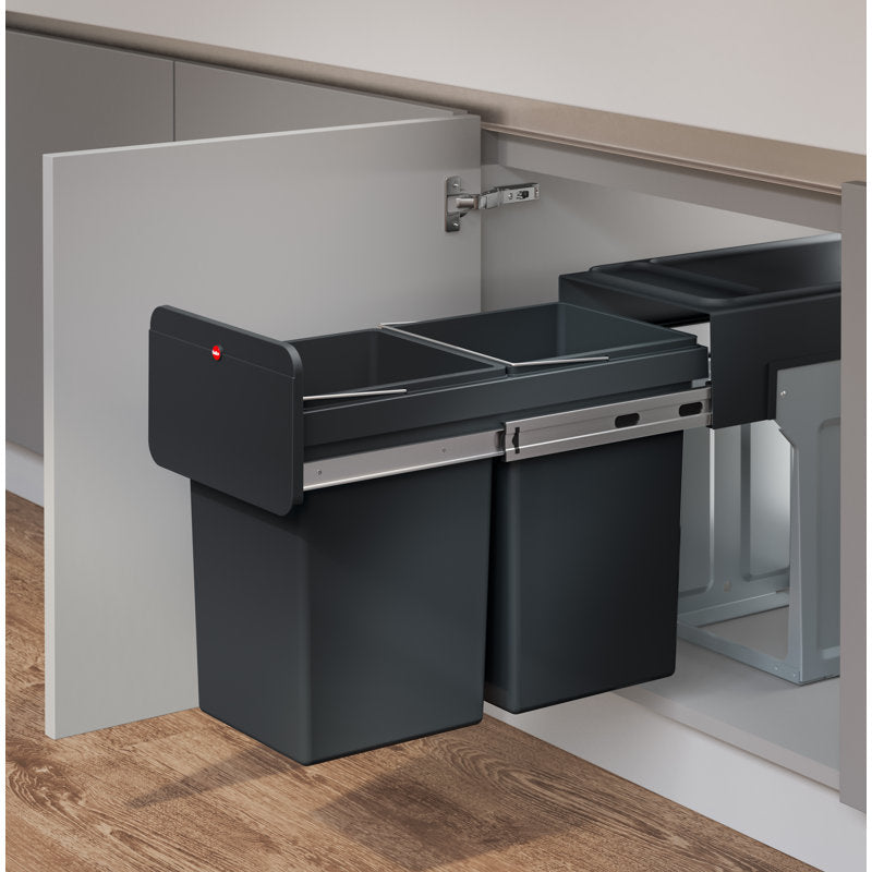 7.4 Gallon Multi-Compartments Trash and Recycling Bin Black Color