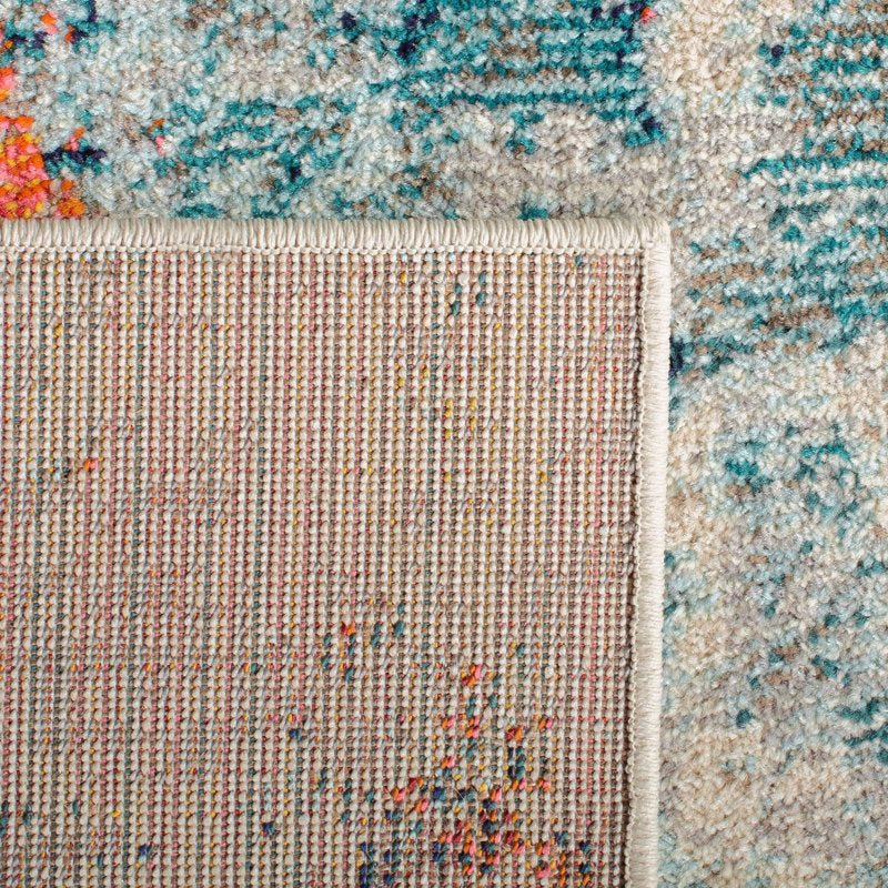 Abstract Rug Cream/ orange/ blue rug 9x12 ft