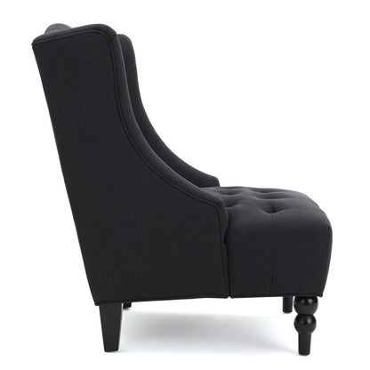 Danni Lee 70.10Cm Wide Tufted Polyester Wingback Chair Dark Charcoal