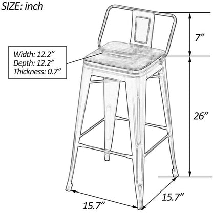 Saleh bar stool set of 4 silver and Brown 26"