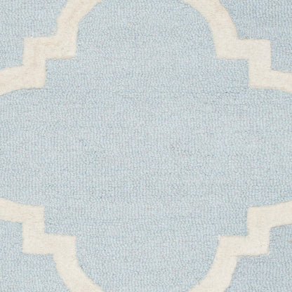Cannen Geometric Handmade Tufted Wool Light Blue/Ivory Area Rug 3 x 5 ft