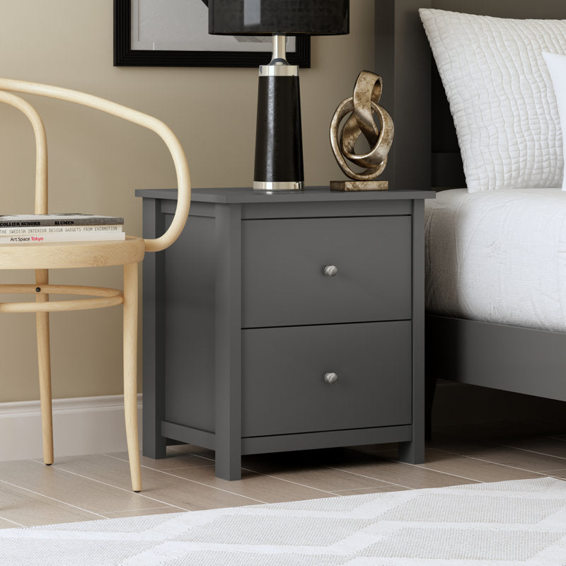 Isenbert 21.9" 2 Drawer Nightstand GRAPHITE GREY