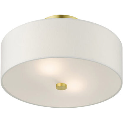 Chandran 2-Light Semi Flush Mount Beige With Golden Cover