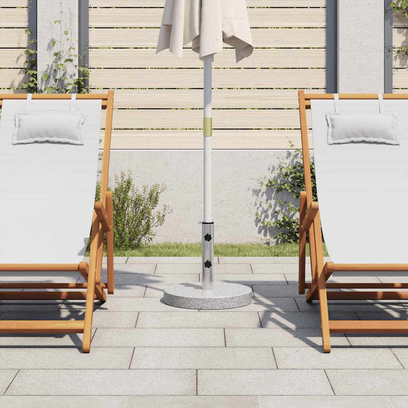 44 lb round umbrella base with handles, granite plate, stainless steel pipe, gray granite 15.7 in x 14.4 in