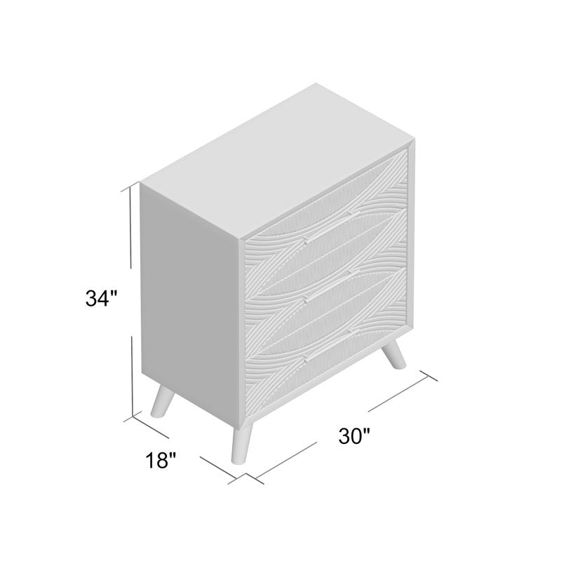 30'' W 3 - Tranquility Small Chest, White Drawer Dresser