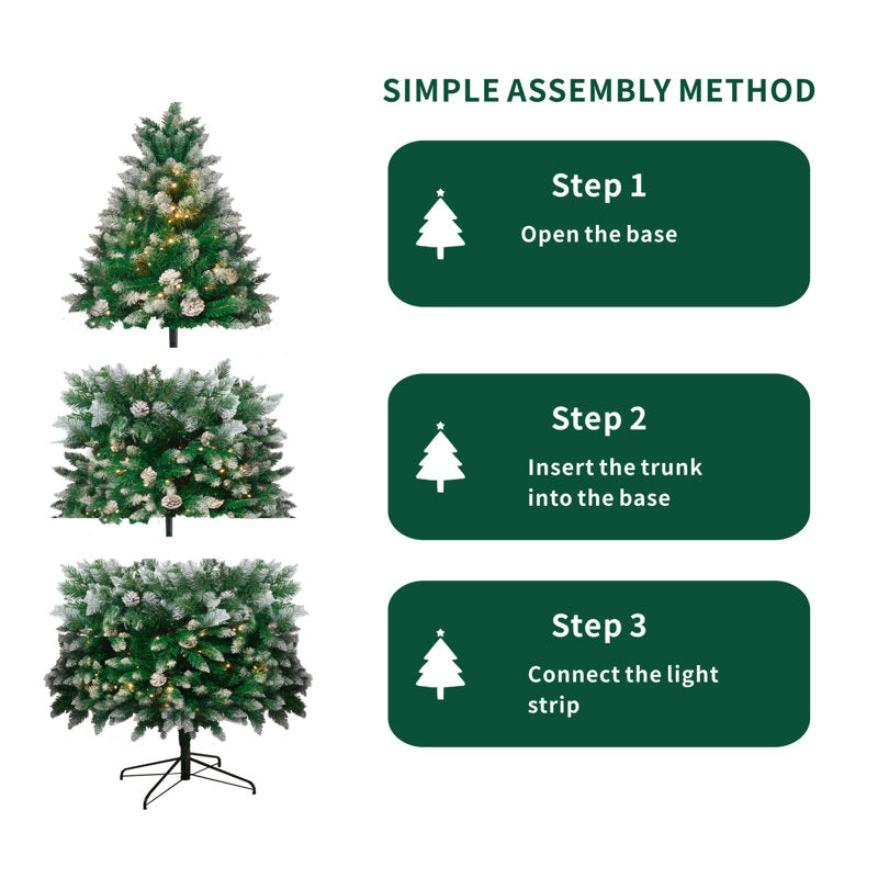 Stephanie 6' Pre-Lit Lighted Artificial Christmas Tree With Snowflakes And Pinecones