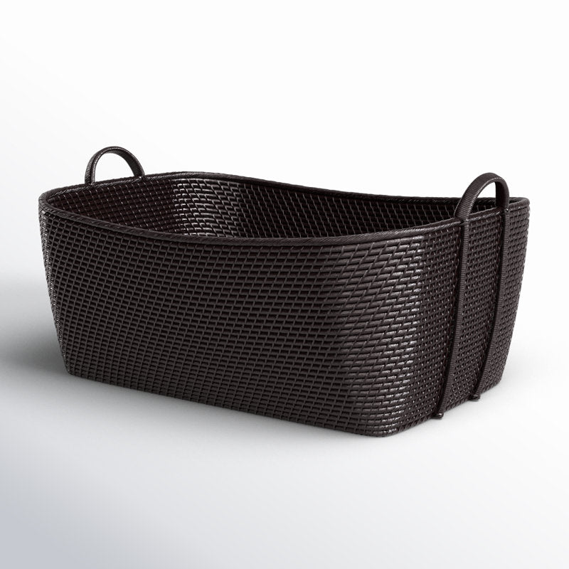 Thelma Rattan Basket black 
H 14 po x l 31 po x P 25 po