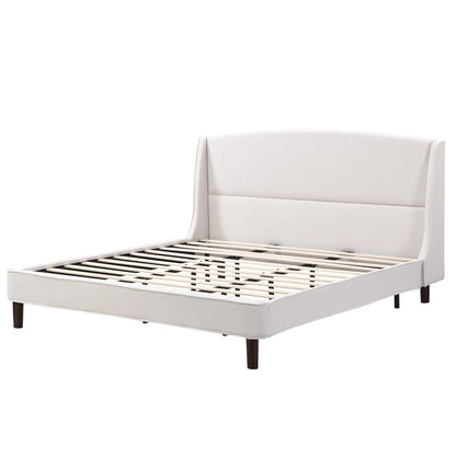 Warrick Upholstered Platform Bed Frame with Wingback Headboard | No Box Spring Needed