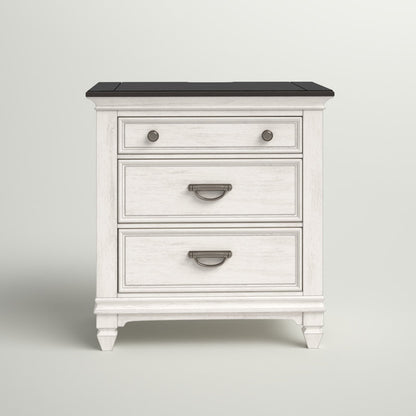 Colburn Nightstand w/ Charging Station dark greish top white base