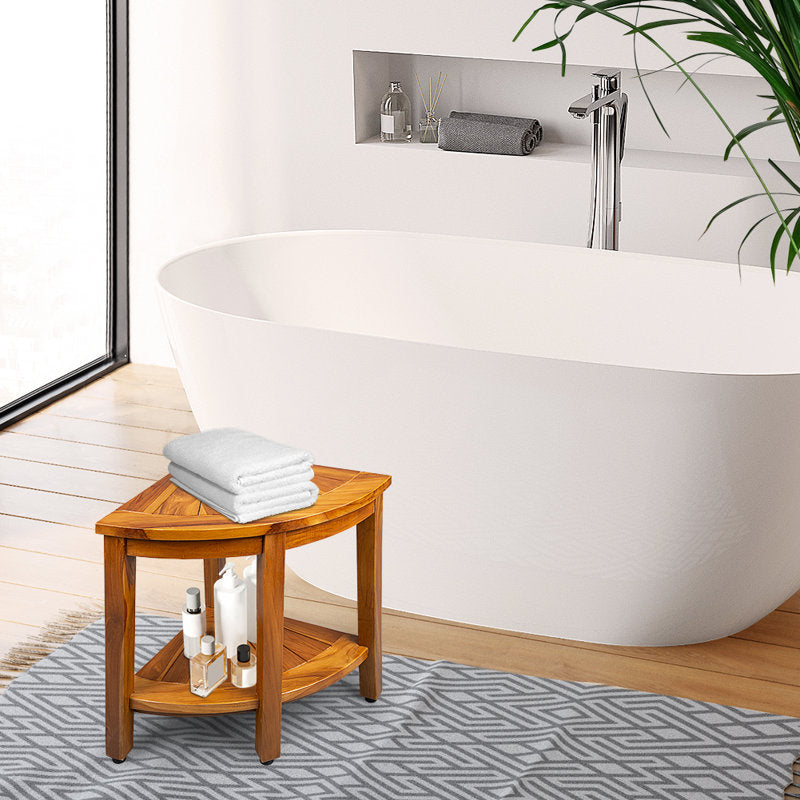 16'' W Teak Corner Shower Stool