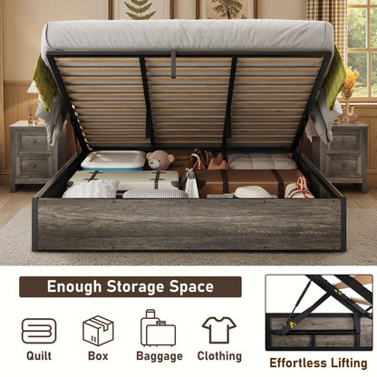 Shila Lift Up Storage Bed King Grey