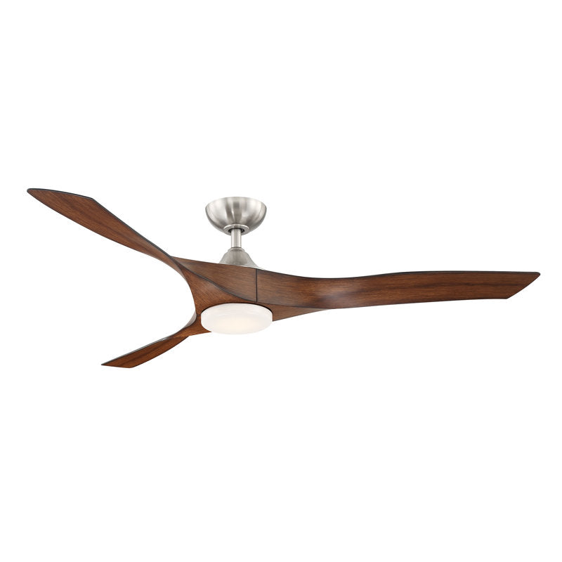 60" Ferland 3 - Blade LED Smart Propeller Ceiling Fan with Remote Control and Light Kit Included Walnut