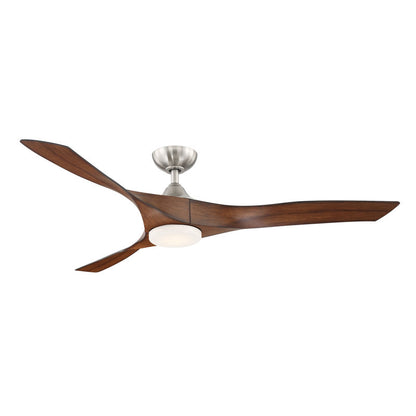 60" Ferland 3 - Blade LED Smart Propeller Ceiling Fan with Remote Control and Light Kit Included Walnut