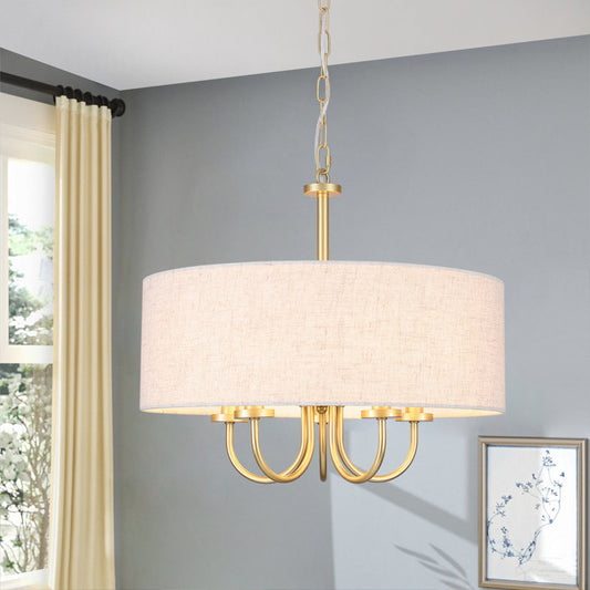 Gula 5 - Light Dimmable Drum Chandelier gold and beige