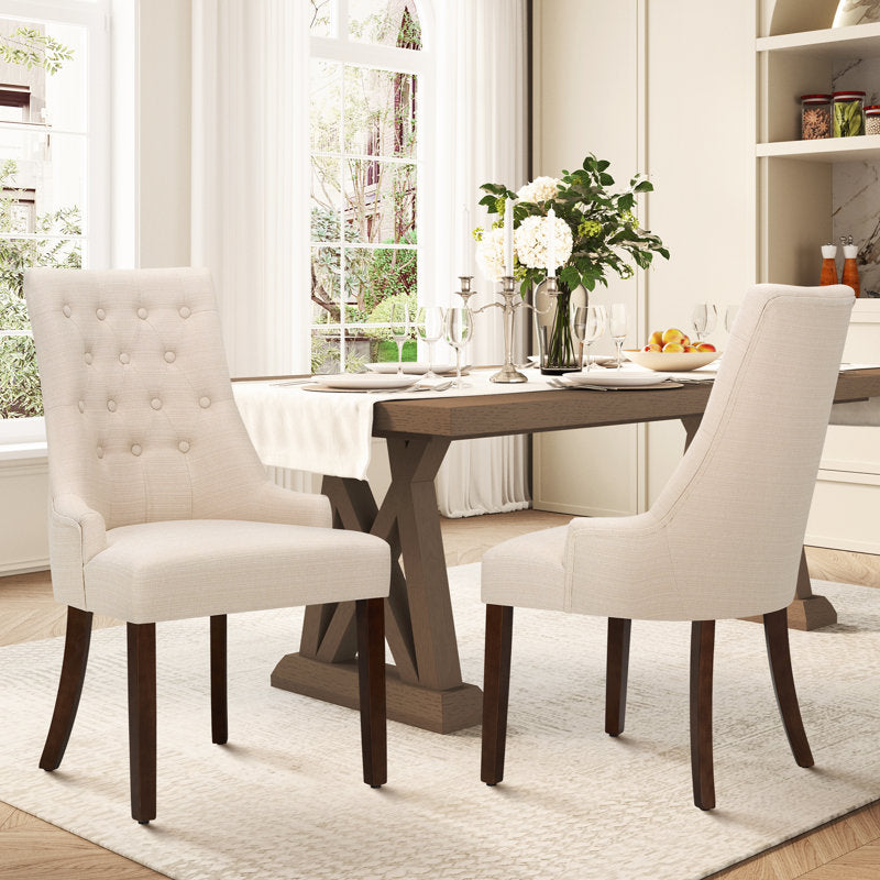 Aalbert Tufted Wing Back Parsons Upholstered Dining Chair Side Chair ( CreamishWhite 2 Chairs)
