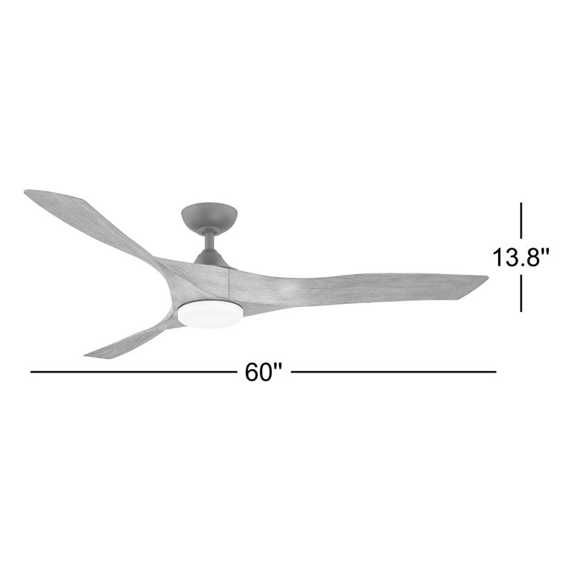 60" Ferland 3 - Blade LED Smart Propeller Ceiling Fan with Remote Control and Light Kit Included Walnut