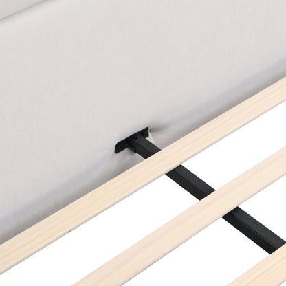 Warrick Upholstered Platform Bed Frame with Wingback Headboard | No Box Spring Needed