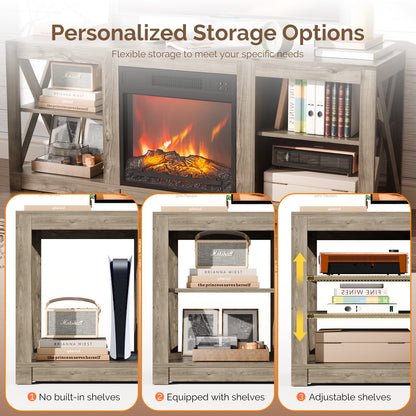 Bullock Rustic Brown TV Stand and Entertainment Centre for 70 inch TV -Not Include Fireplace