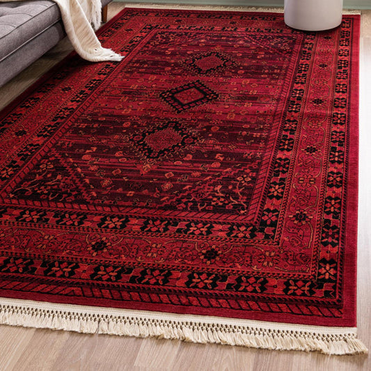 Amro Oriental Red Area Rug 10" x 14"